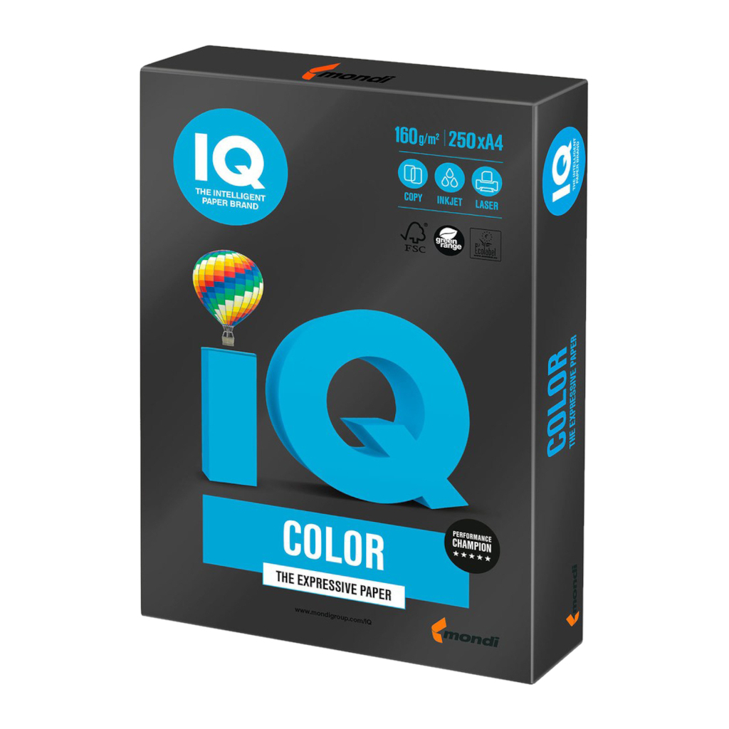 Папір Mondi IQ color А4 intensive, 160g 250sh, Black (B100/A4/160/IQ)