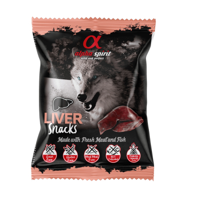 Ласощі для собак Alpha Spirit DOG Snacks Liver напіввологі з печінки, кубики 50 г (8436586310035)