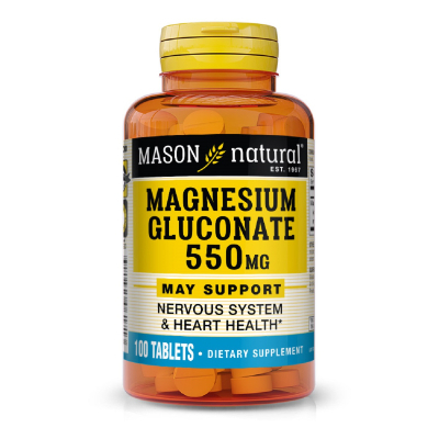 Мінерали Mason Natural Магнію глюконат 550 мг, Magnesium Gluconate, 100 таблеток (MAV06171)