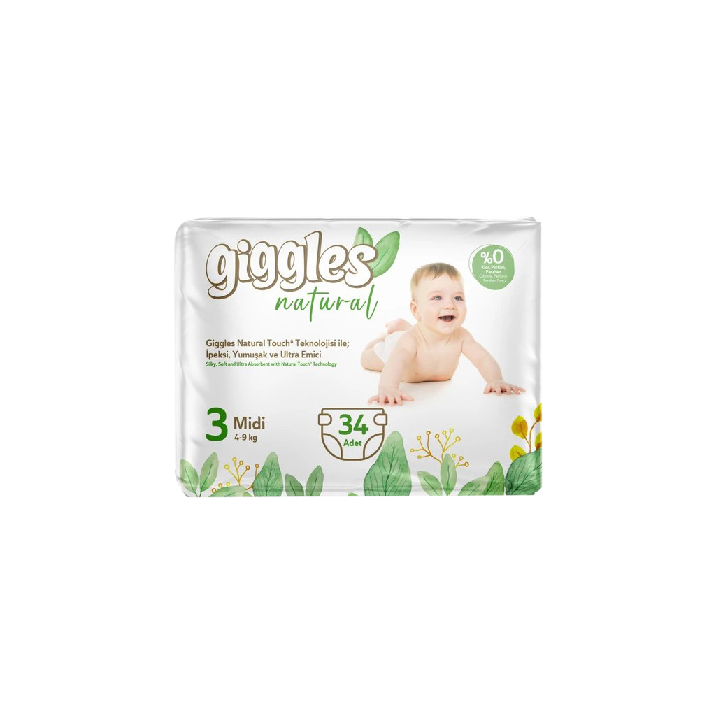 Підгузок Giggles Natural 3 Midi 4-9 кг 34 шт (8680131206391)