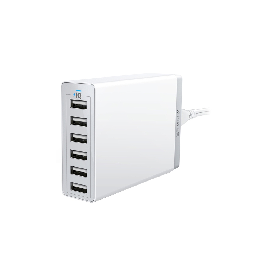 Зарядний пристрій Anker PowerPort 6 - 60W 6-port USB Power IQ V3 (White) (A2123L22)