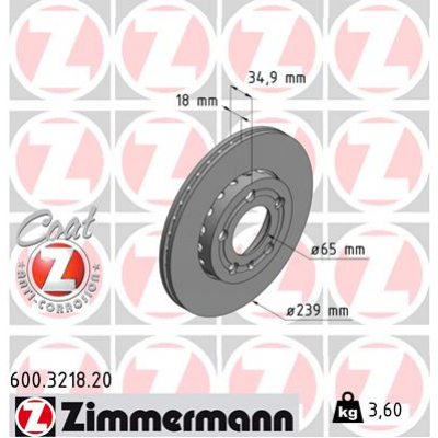 Гальмівний диск ZIMMERMANN 600.3218.20