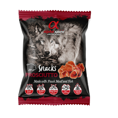 Ласощі для собак Alpha Spirit DOG Snacks Prosciutto напіввологі з прошуто, кубики 50 г (8436586310066)