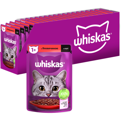 Вологий корм для кішок Whiskas Яловичина в соусі 85 г (5900951301940)