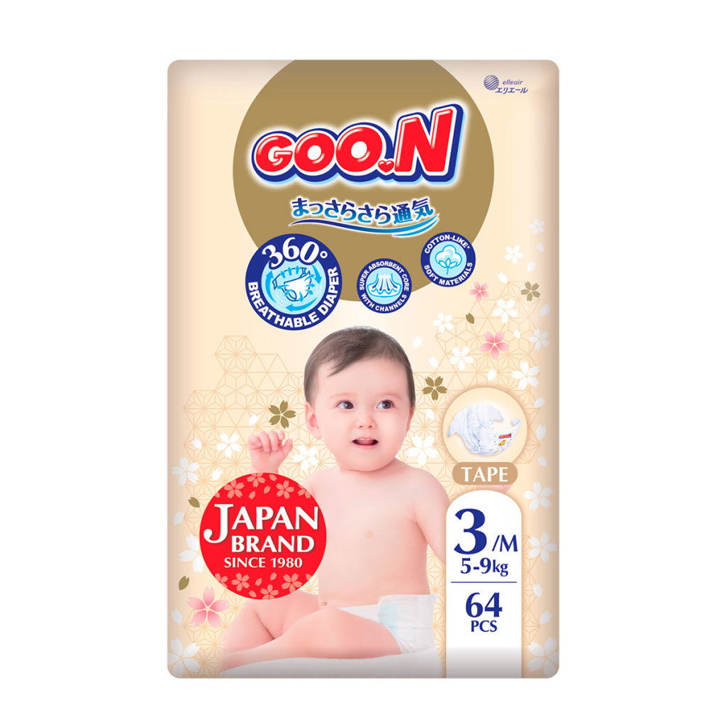 Підгузки GOO.N Premium Soft 5-9 кг Розмір 3 M на липучках 64 шт (F1010101-154)