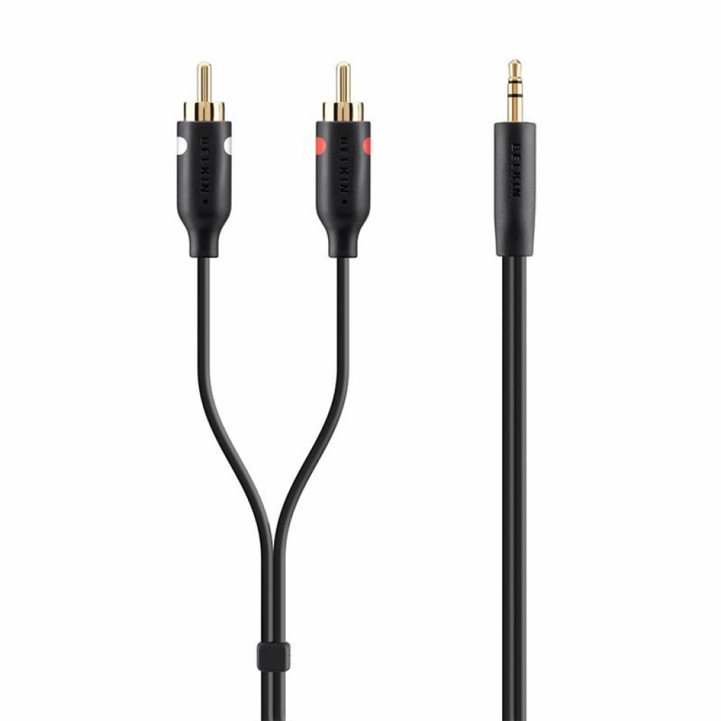 Кабель мультимедійний jack 3.5mm - M/RCA-Mx2, portable, 5m, black/gold Belkin (F3Y116BT5M)