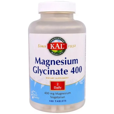 Мінерали KAL Магній гліцинат, Magnesium Glycinate, 400 мг, 180 таблеток (CAL-81209)