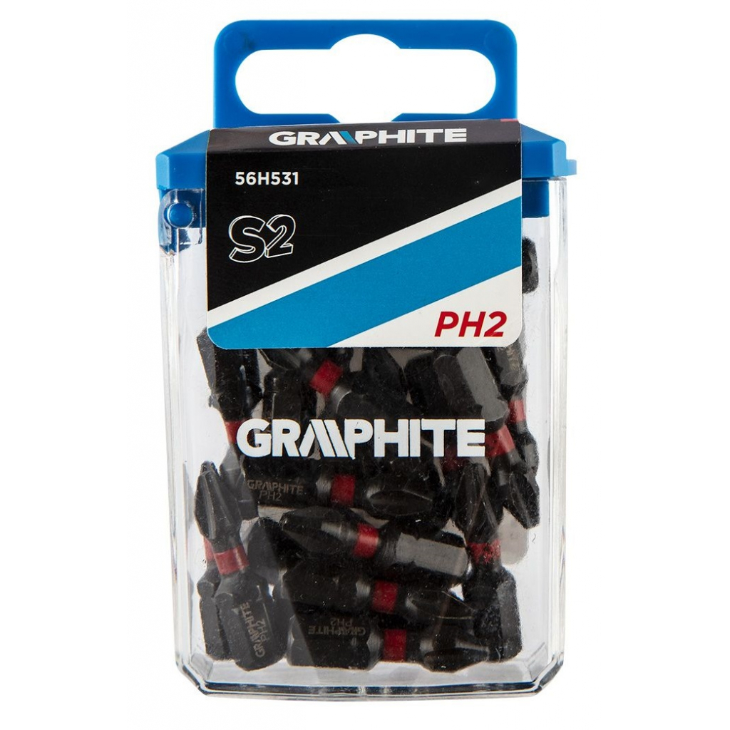 Набір біт Graphite ударних PH2 x 25 мм, 20 шт. (56H531)