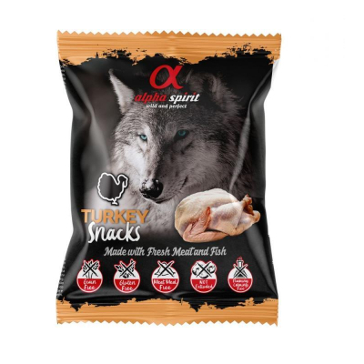 Ласощі для собак Alpha Spirit DOG Snacks Turkey напіввологі з індички, кубики 50 г (8436586310004)