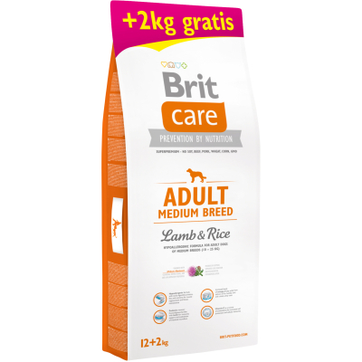 Сухий корм для собак Brit Care Adult Medium Breed Lamb and Rice 12+2 кг (8595602533602)