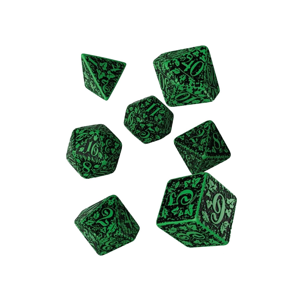 Набір кубиків для настільних ігор Q-Workshop Forest 3D Green black Dice Set (7 шт) (SFOR15)