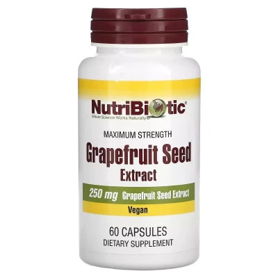 Трави NutriBiotic Екстракт насіння грейпфрута, 250 мг, Grapefruit Seed Extract, 60 капсу (NBC-01006)